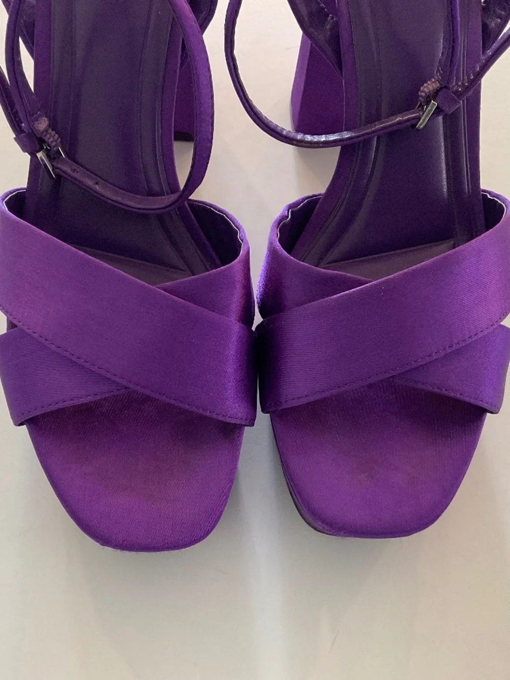ZARA Platform Sandals in Purple Satin Size EU 37